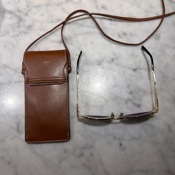 Celine Triomphe Green/Gold Oval Sunglasses - Picture 3 of 6